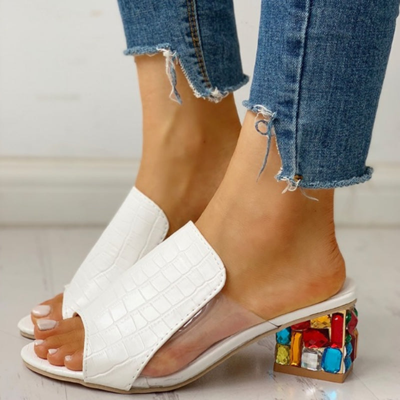 Eliza - Crystal Block Heels