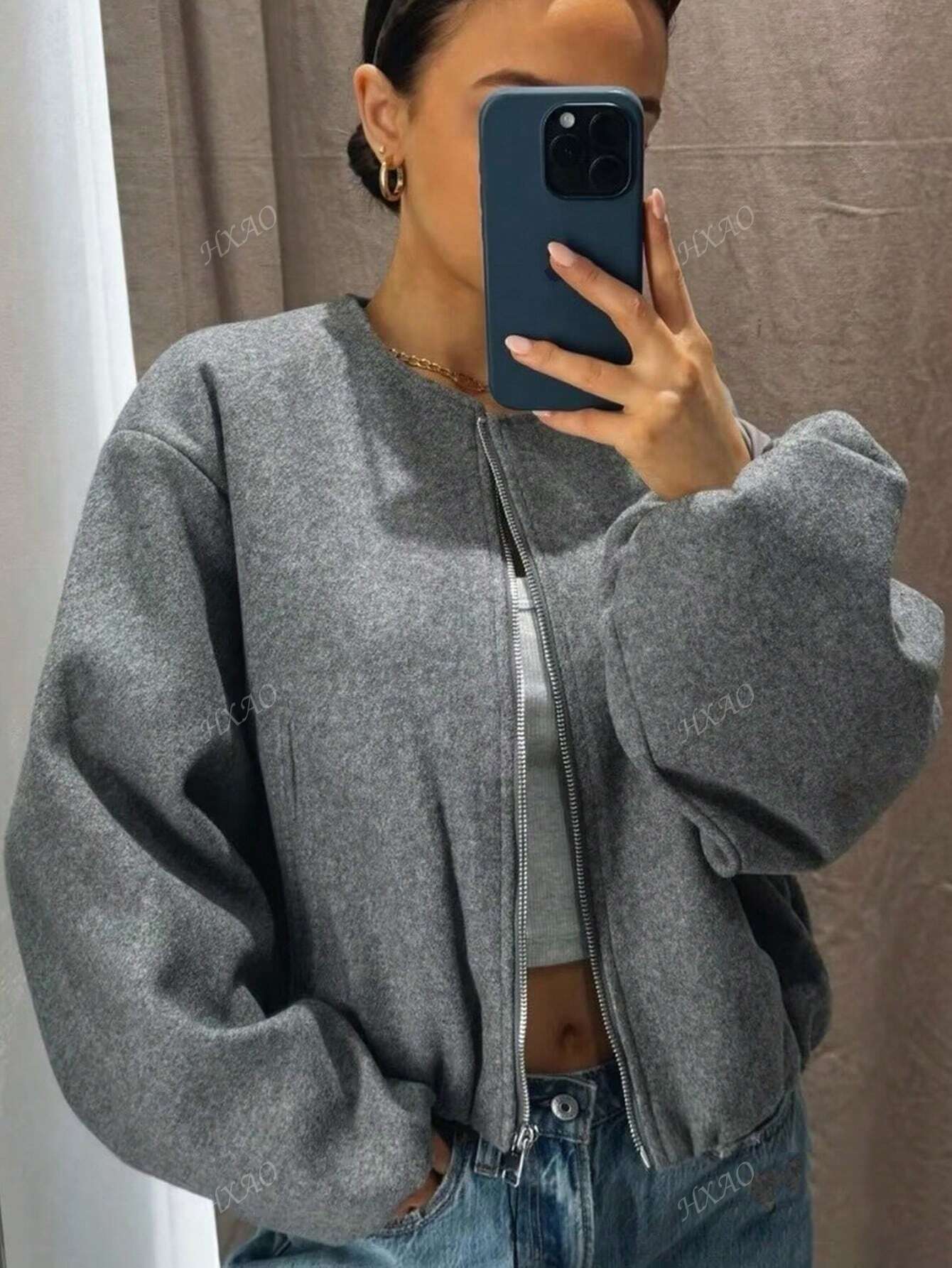 Elena - Casual Velvet Bomber Jacket