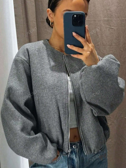 Elena - Casual Velvet Bomber Jacket