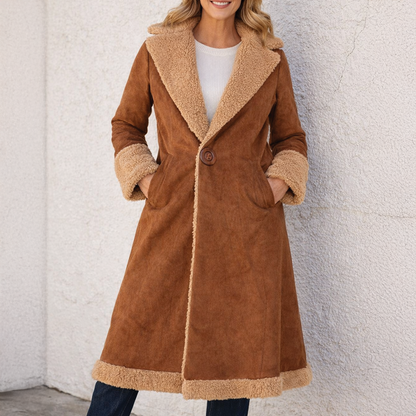 Julia - Faux Fur Suede Trench Coat