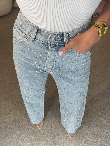 Natalie - Embellished Straight Leg Jeans