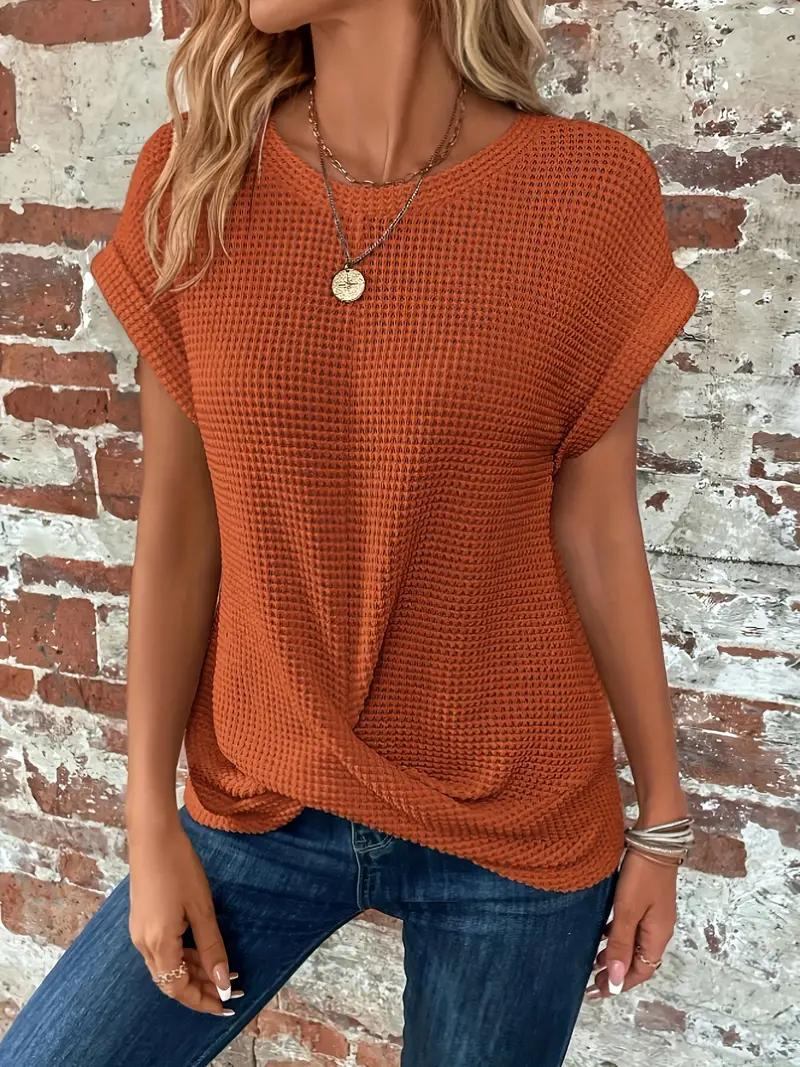 Sophia - Twist-Hem Waffle Tee
