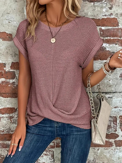Sophia - Twist-Hem Waffle Tee
