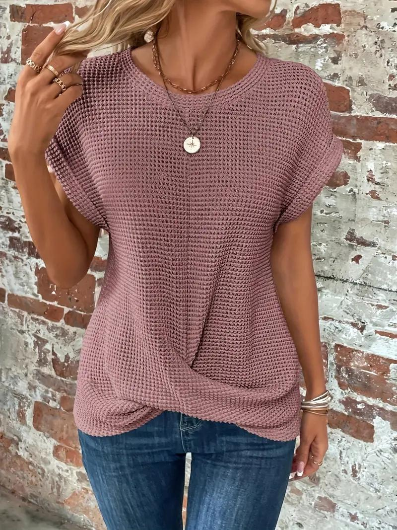 Sophia - Twist-Hem Waffle Tee