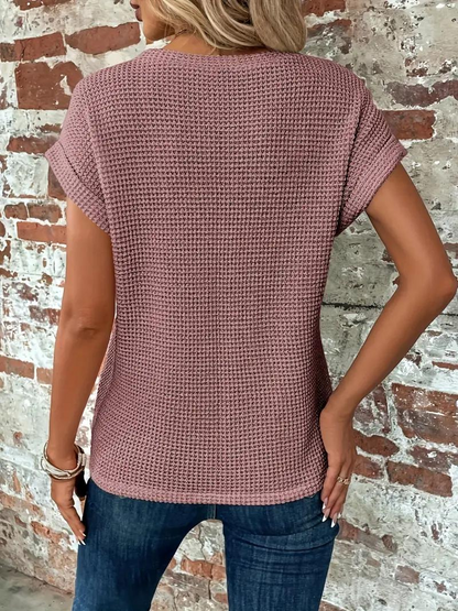 Sophia - Twist-Hem Waffle Tee