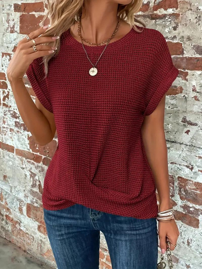 Sophia - Twist-Hem Waffle Tee