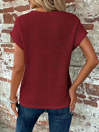 Sophia - Twist-Hem Waffle Tee