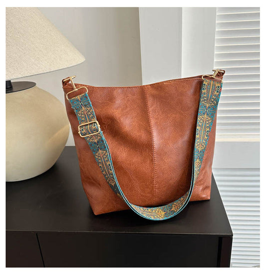 Isla - Vegan Leather Embroidered Bucket Bag