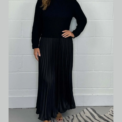 Kathleen - Textured Mixed-Media Maxi Dress