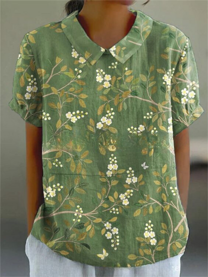 Stephanie - Collared Short Sleeve Blouse