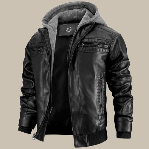 Parker - Vegan Leather Hooded Jacket
