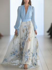 Skyblue with White Floral