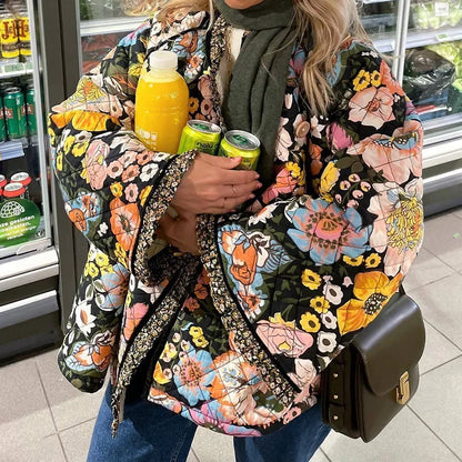 Harper - Floral Quilted Coat
