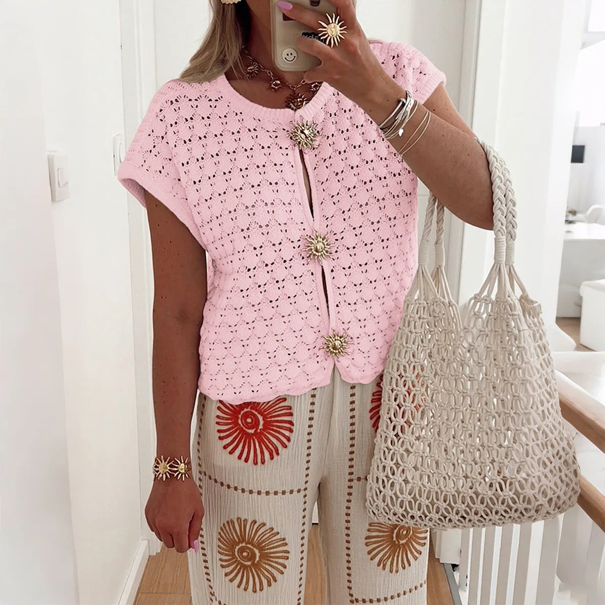 Sarah - Crochet Knit Top