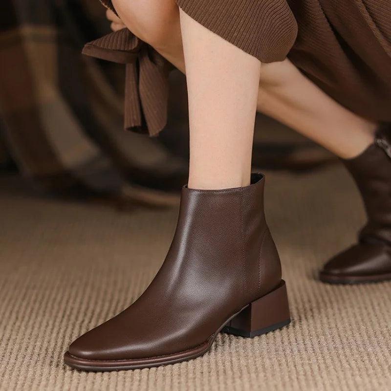Sophia Chunky Heel Ankle Boots