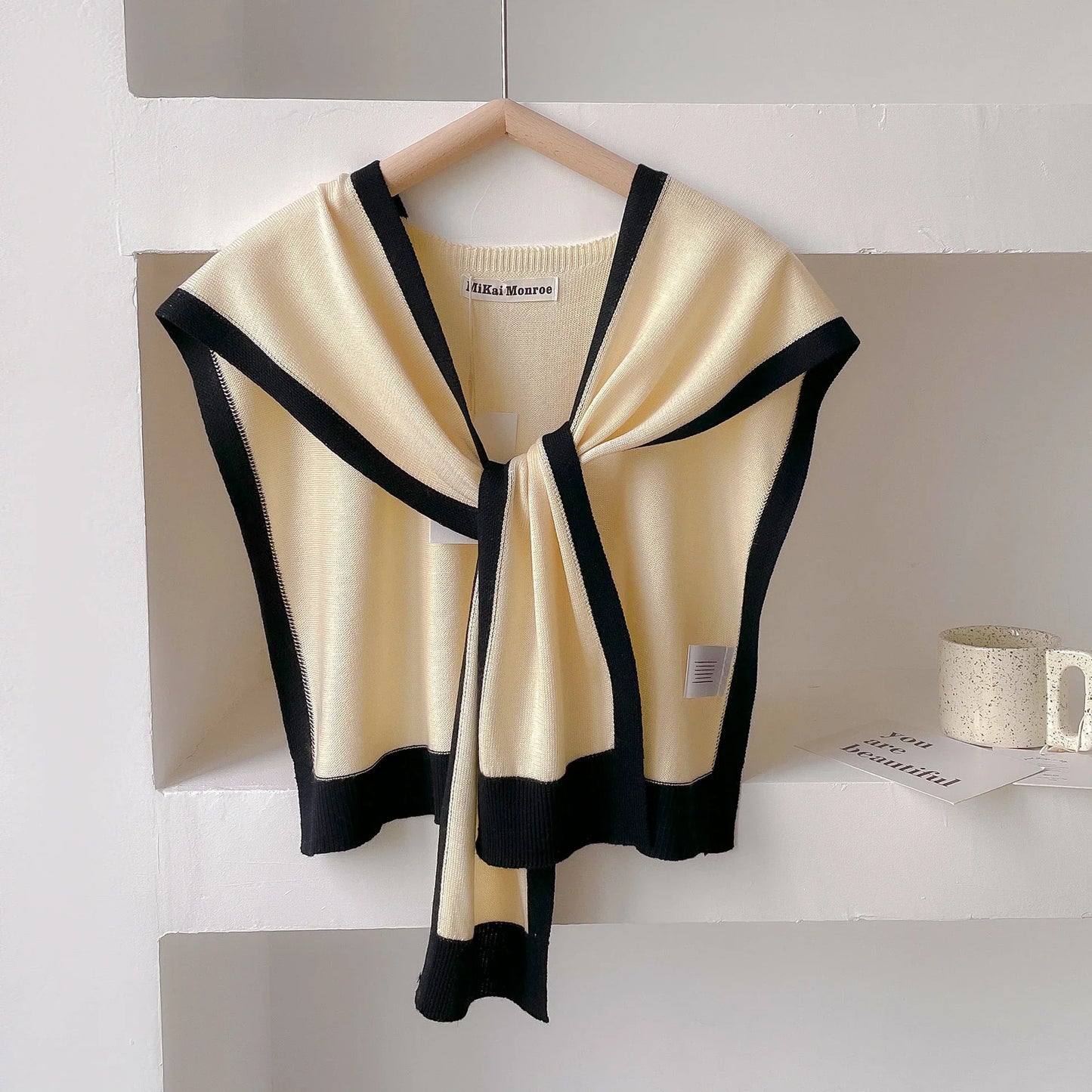 Emma – Striped Knit Shoulder Shawl