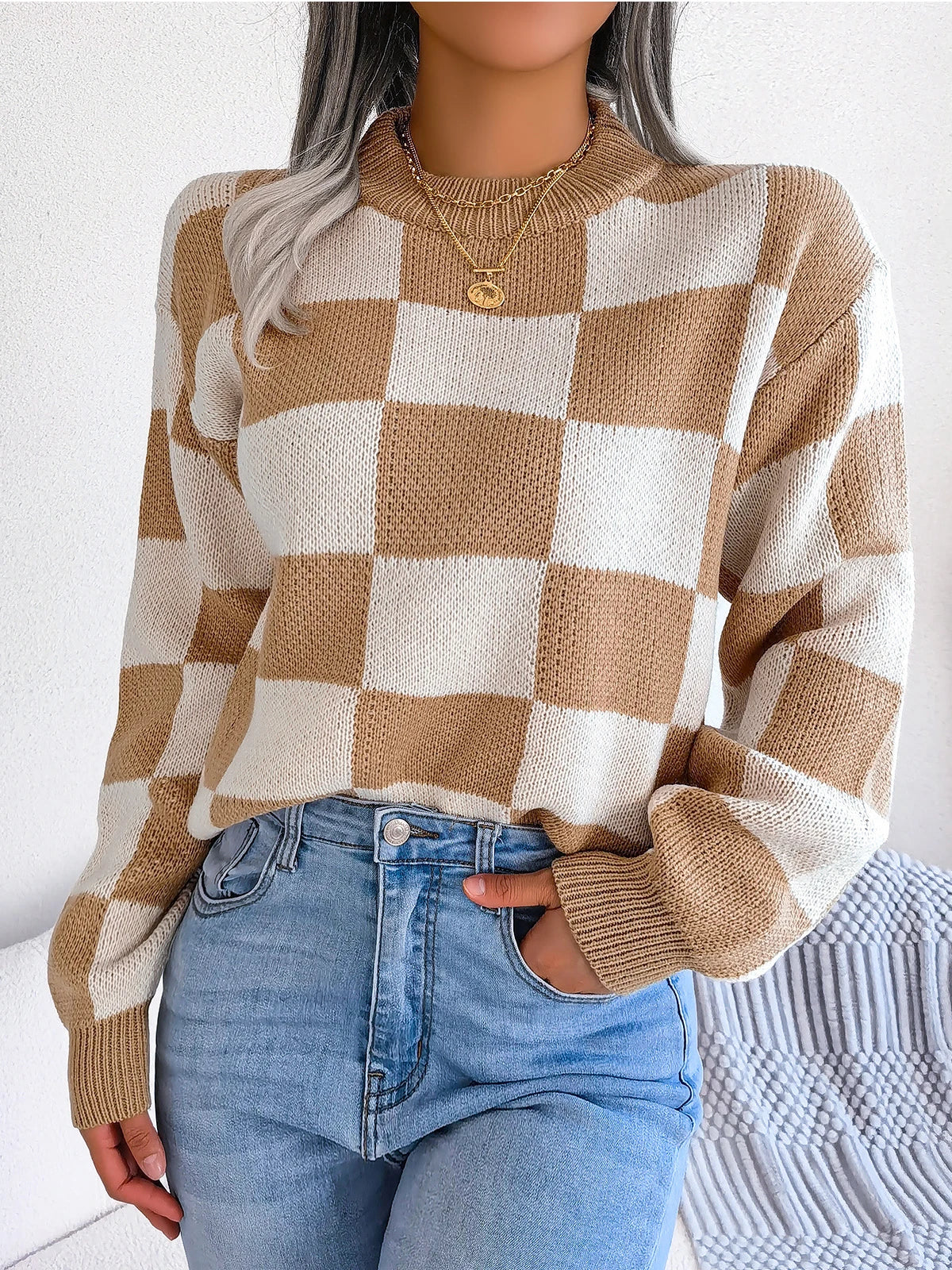 Violet - Checkered Knit Sweater VIP