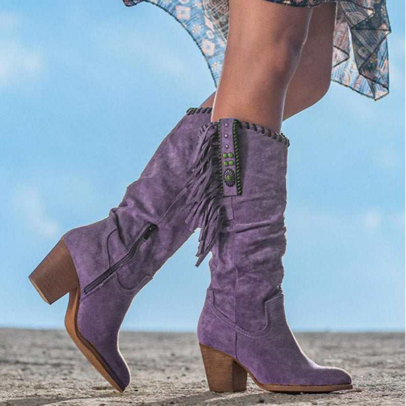 Janice - Western Knee-High Boots