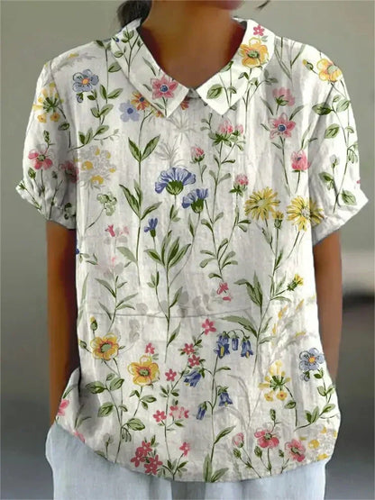Stephanie - Collared Short Sleeve Blouse