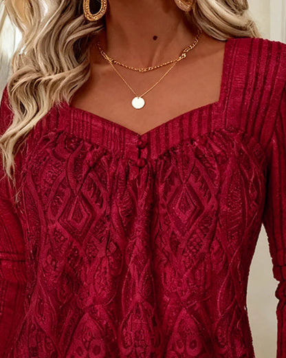 Clara - Elegant Square Neck Lace Top