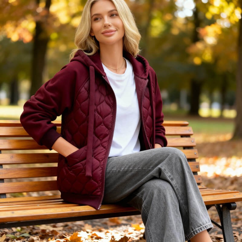 Mia - Quilted Fleece Hoodie Jacket
