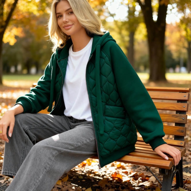 Mia - Quilted Fleece Hoodie Jacket