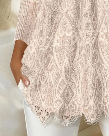Clara - Elegant Square Neck Lace Top