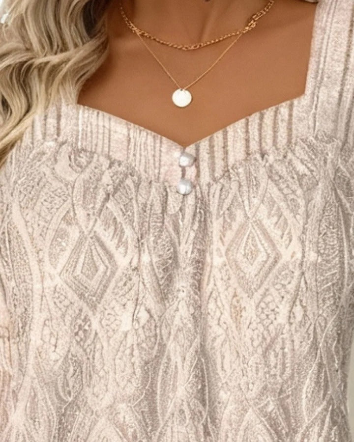 Clara - Elegant Square Neck Lace Top