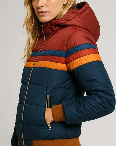 Mayla - Retro Striped Insulated Puffer