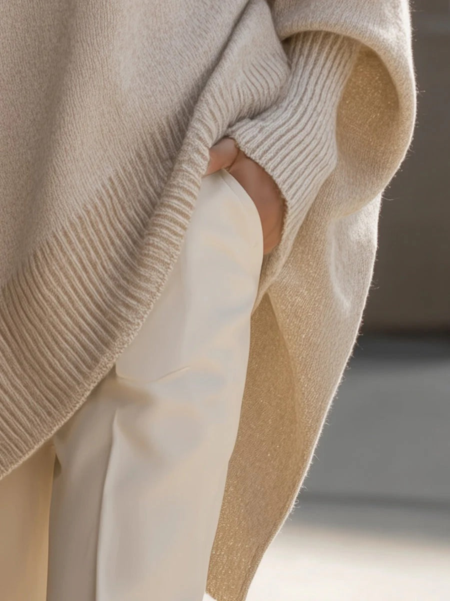 Clara - Oversized Batwing Knit Poncho