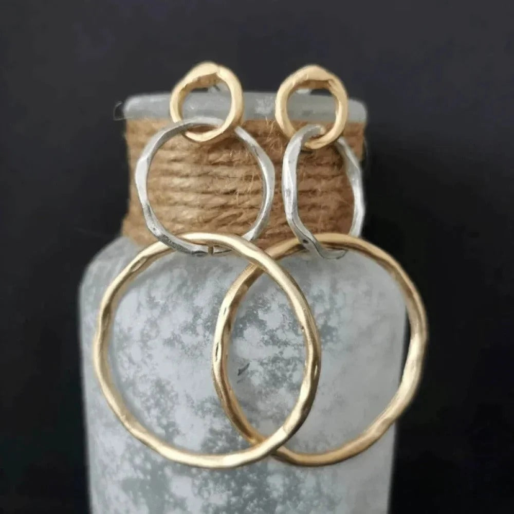 Julia - Hammered Organic Link Earrings