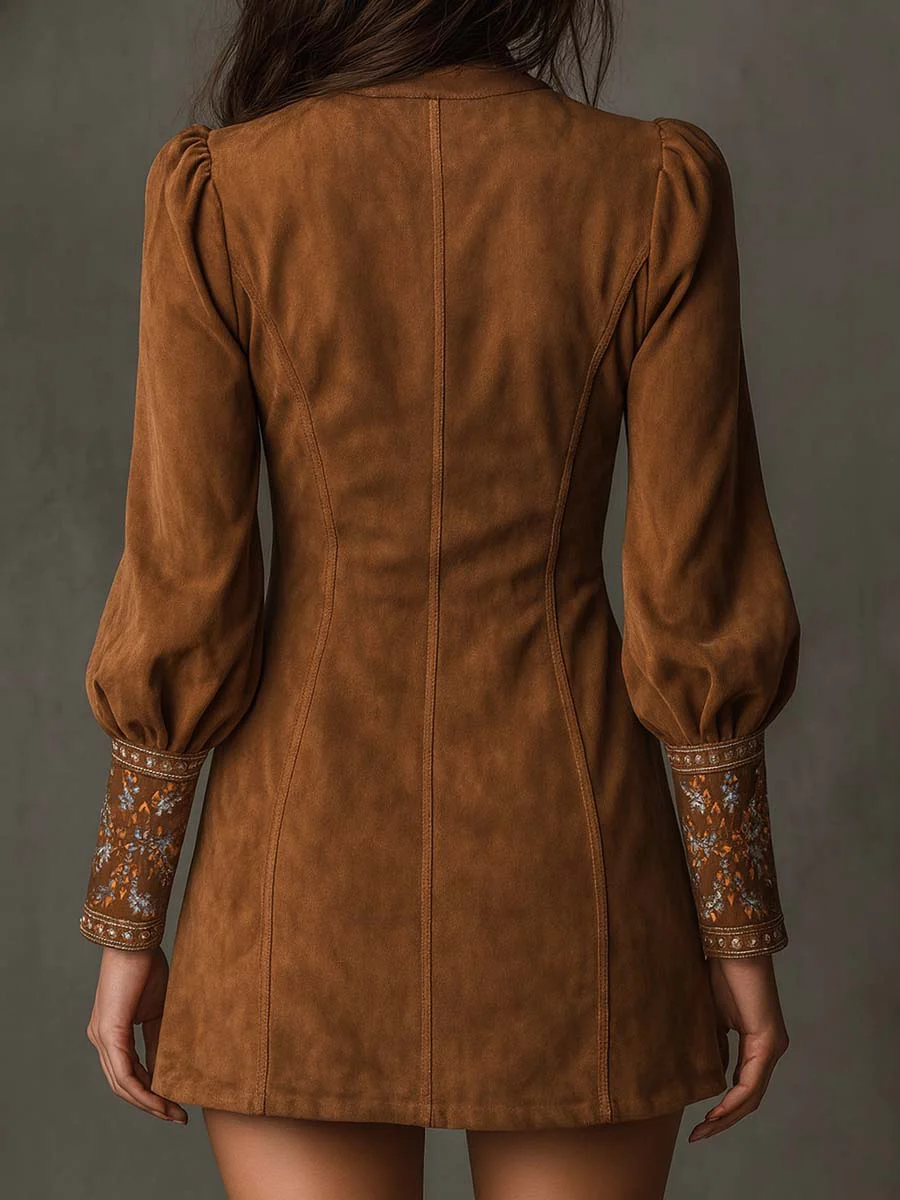 Gianna - Embroidered V-Neck Mini Dress