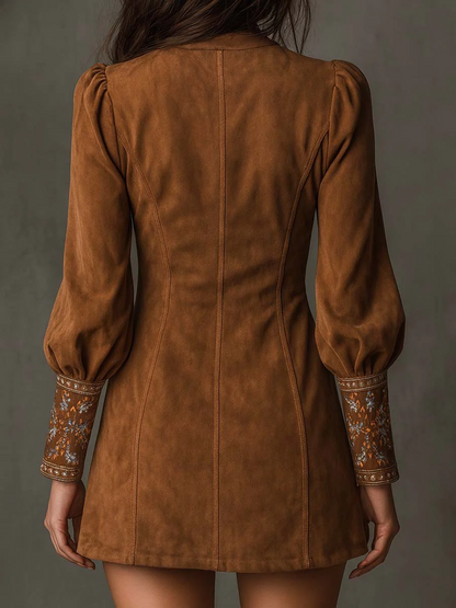 Gianna - Embroidered V-Neck Mini Dress