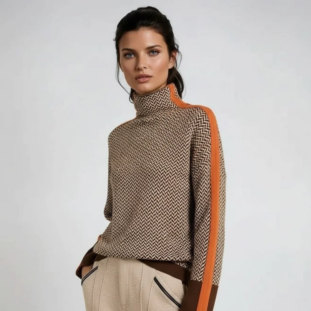 Emma - Geometric Mock Neck Sweater