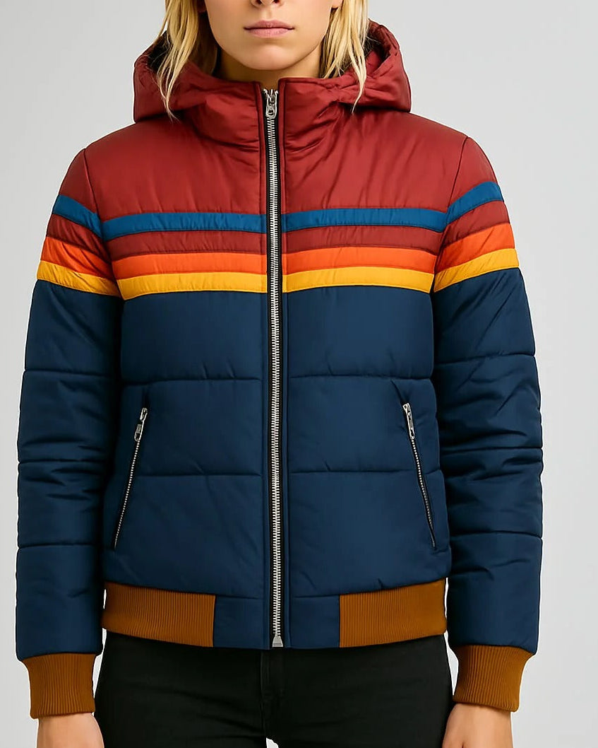 Mayla - Retro Striped Insulated Puffer
