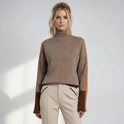 Emma - Geometric Mock Neck Sweater