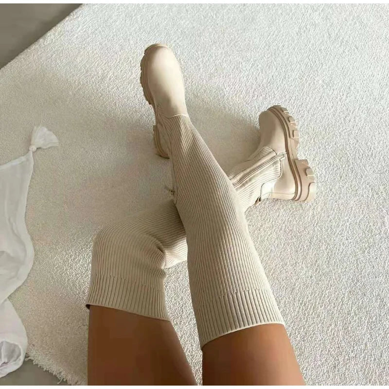Riley - Thigh-High Sock Boots