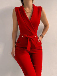 Red with V-neck